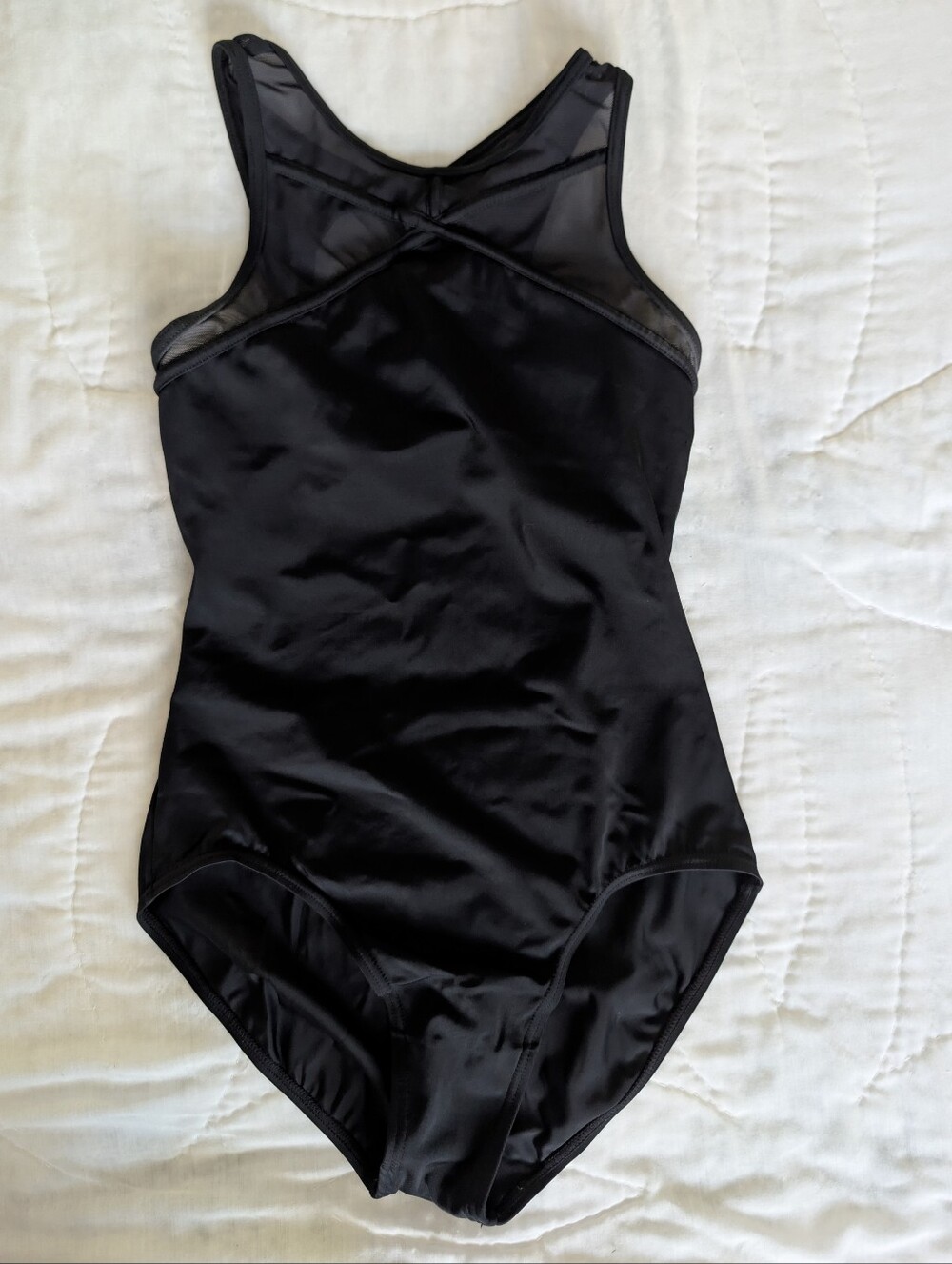balera Black Mesh-Panel Dance Leotard Bodysuit